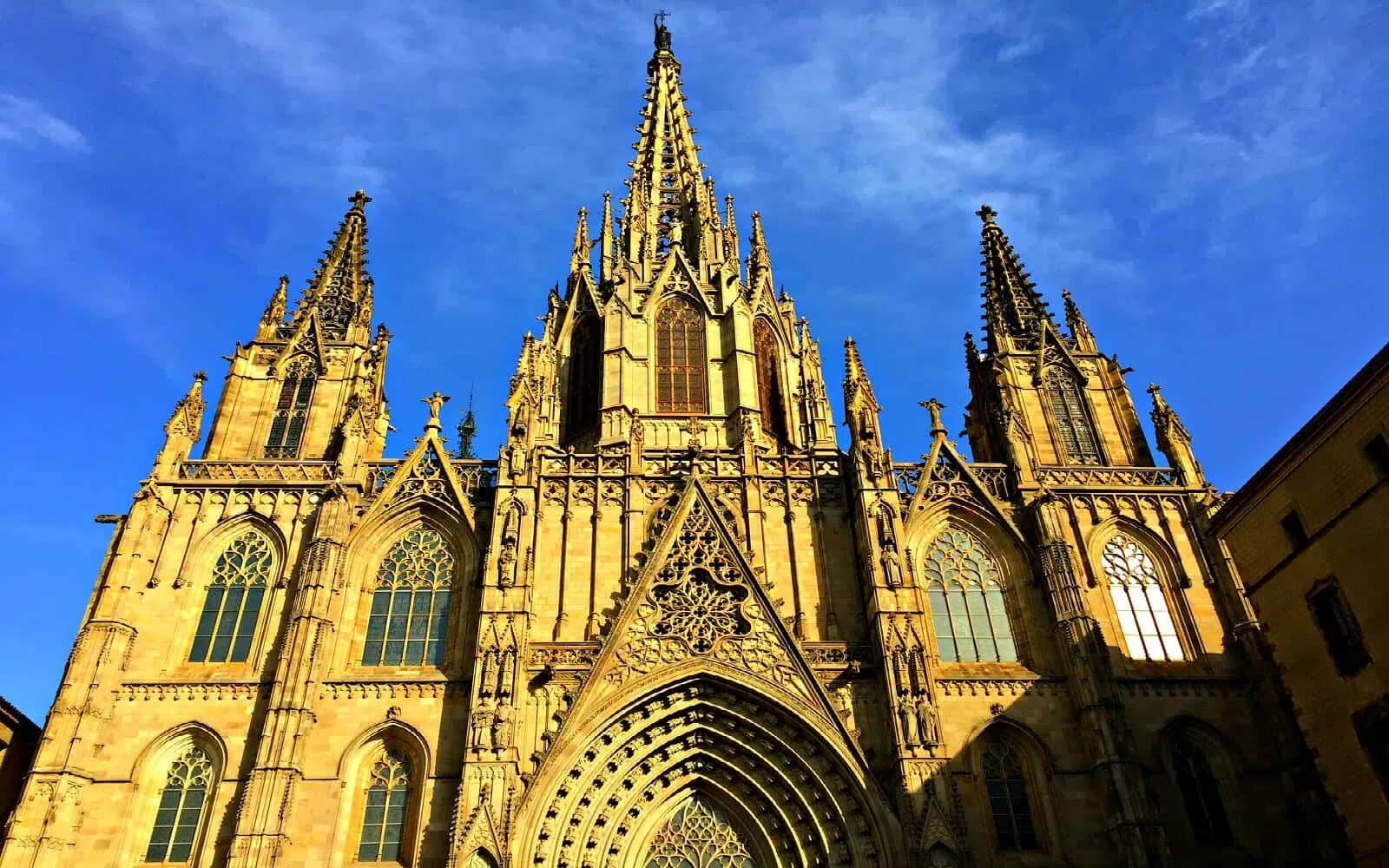 the barcelona cathedral main facade gothic quarter barcelona