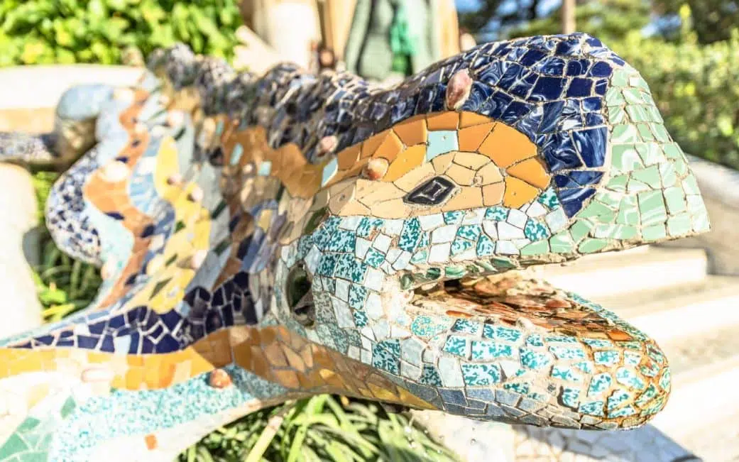 the mosaic salamander lizard in park guell barcelona spain