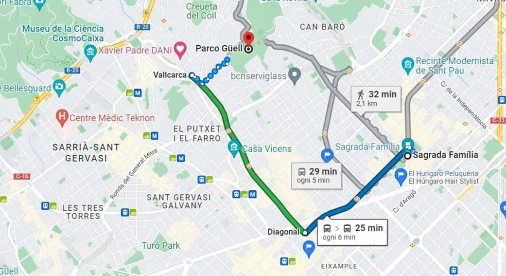 How to Get to Park Guell from Sagrada Familia - Barcelona Hacks