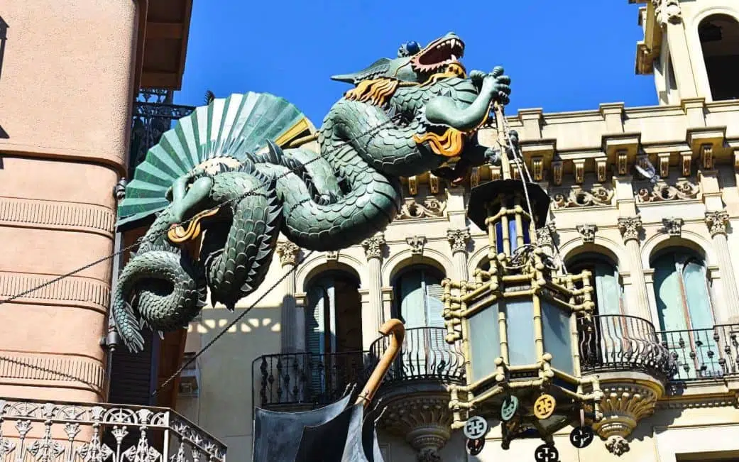 dragon lantern on las ramblas barcelona