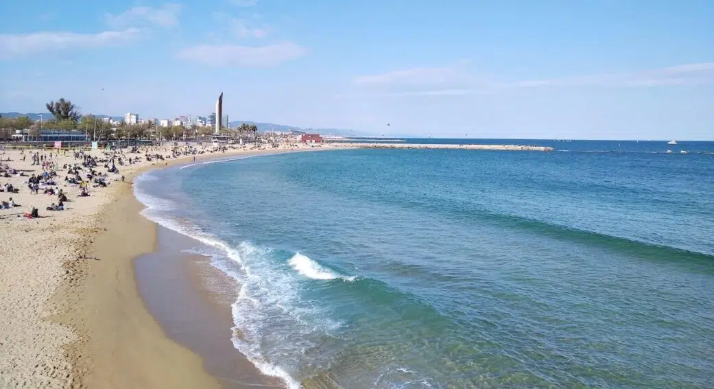 nova icaria beach with mediterranean waves