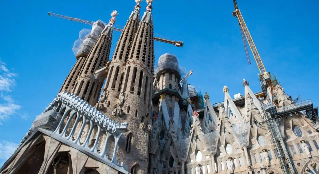 sagrada familia towers from the nativity facade