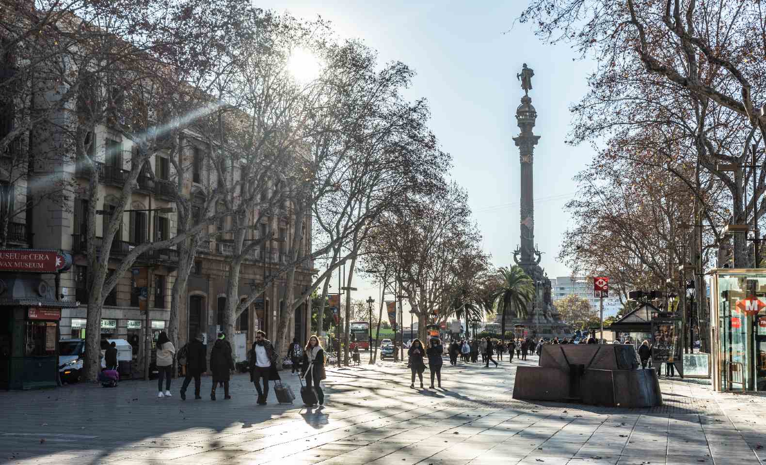 columbus statue in barcelona in november